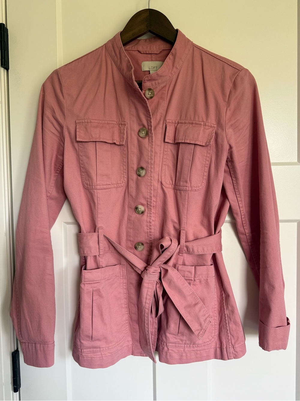 LOFT Dusty Rose Utility Belted Jacket